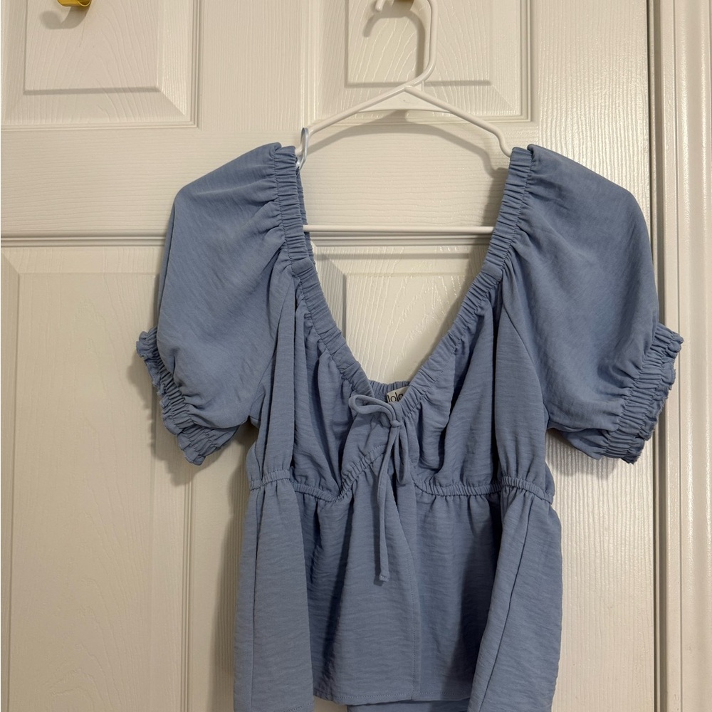 Blue Puff Sleeve Top